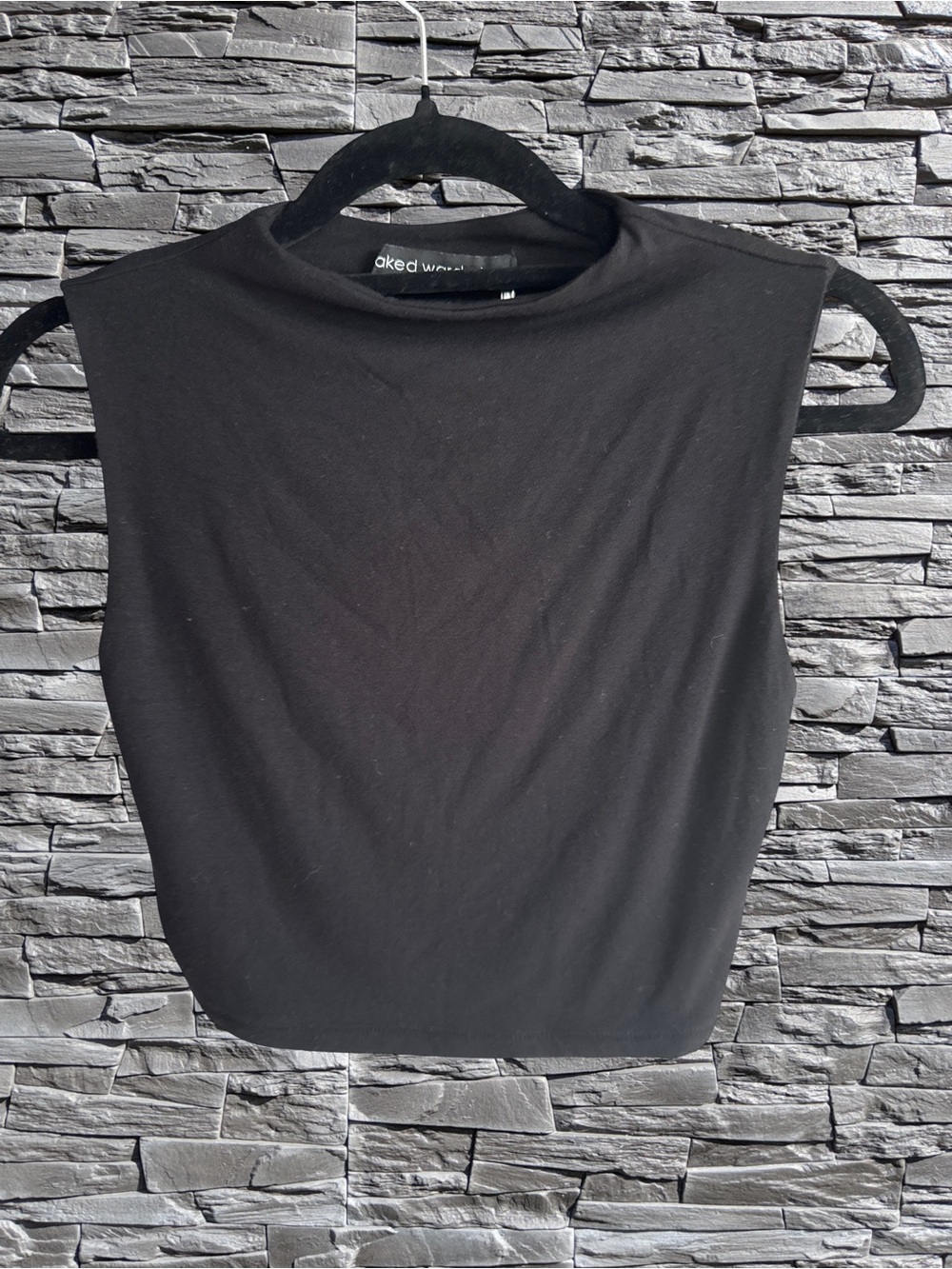 naked wardrobe Black Sleeveless Mock Neck Tank